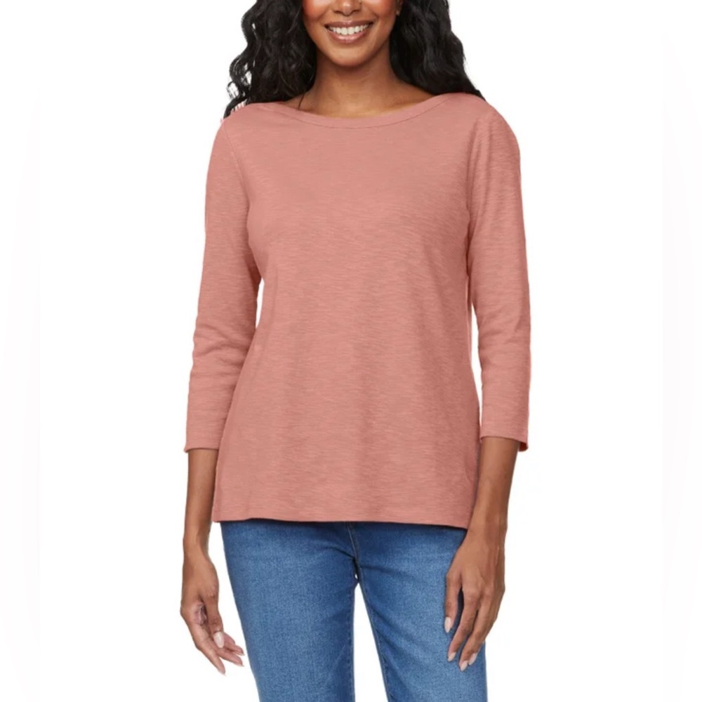 🔥🌟 Kirkland Signature Women’s 3/4 Sleeve Slub Tee- Dusty Rose 🌟